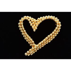 Fernando Originals Vintage Heart Pin Brooch Textured Chunky Gold FO Signed BinBI
